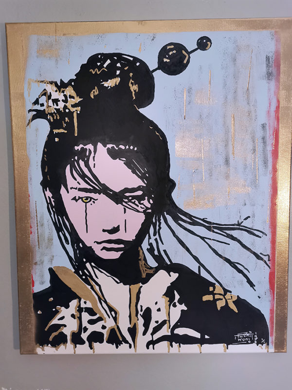 JAPAN SHADOWS by Tushikuni 1973 acrylic and spray aint on 46x55 cm canvas