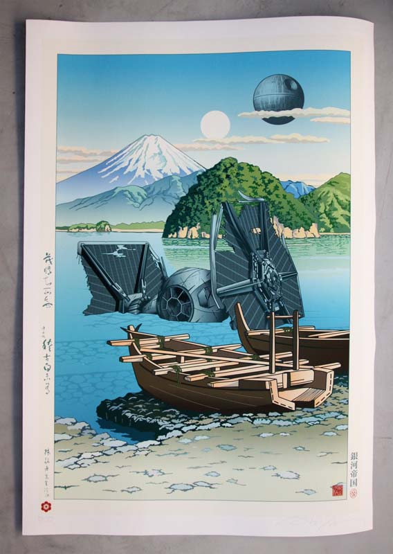 « Tie Fighter Landscape » par Arika Uno Technique : Real Giclée print ( encre pigmentée ) - Signé 2022 Papier : Papier d'art 320gr Édition n° 01/30 Taille : 91 x 62 cm