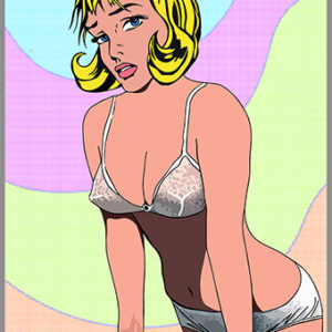 POP MODEL (Roy Lichtenstein VS Kuni) by TUSHIKUNI 1973 Blue / pink   serial 42 x 59 cm (16.5" x 23.22 ") MIXED MEDIA ARTWORK Giclée Original Artwork Hand numbered 1/10 textured Coton Art paper Hand signed Year 2023