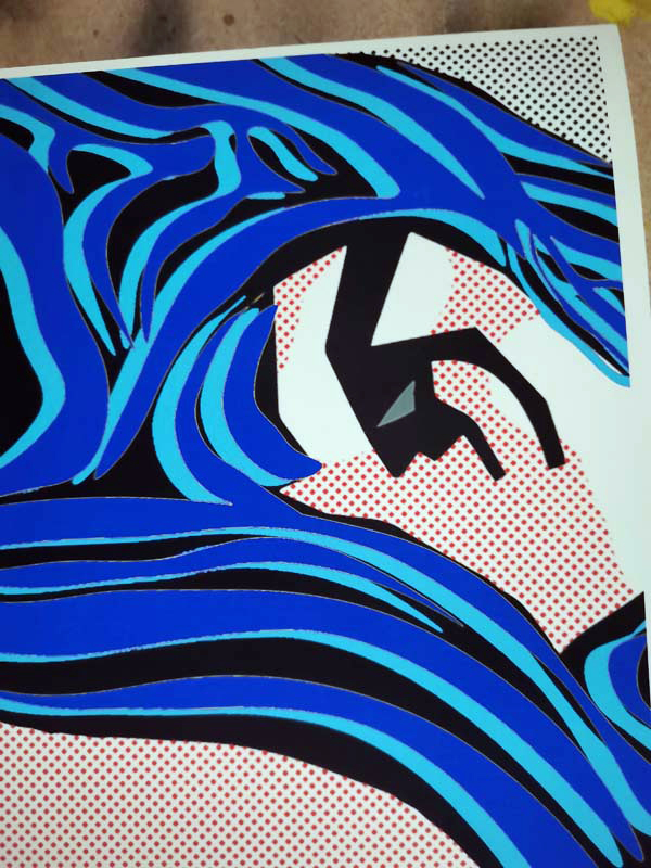 BLUE MANE (Roy Lichtenstein VS Kuni) by TUSHIKUNI 1973 42 x 59 cm (16.5" x 23.22 ") MIXED MEDIA ARTWORK Giclée real pigment ink Original Artwork Hand numbered */30 textured Coton Art paper Hand signed Year 2023
