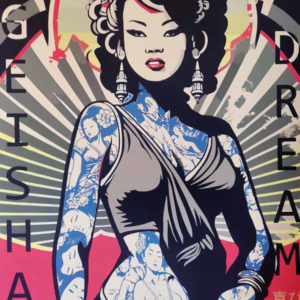 GEISHA DREAM 1 by YOROKOBI signed and numbered 1/5 60X80 cm (23.6" x 31.4") Limited edition /5 ex Giclée textured Coton Art paper Hand signed Year 2023 New never framed About the artist : YOROKOBI french artist, yorokobi builds his work around the concept of PLEASURE. Moreover "YOROKOBI" means "Pleasure" in Japanese. strong influences from Pop Art and Street Art, Strongly influenced by English street art, he defends the idea that women are better than men in many areas. Japanese art, tattoos and curves lead the eye to more details. You have to look at his work to be absorbed in the image. Obey, arika Uno, prefab77, D*face,Tushikuni, Bero.... influenced his work. Drawing inspiration from the vintage old propaganda or old advertising posters, this trained graphic designer offers a rich and hypnotizing universe Giclée, spray on panels and road signs, The artist offers different artistic supports.