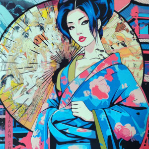 "Japan Shadows / GEISHA " by YOROKOBI  limited 5 ex  giclée on art paper original edition 2023 Hand numbered  4/5 ex 60 x 80 cm (23.6" x 31.4 ") Original Artwork textured Coton Art paper Hand signed Year 2023 New never framed send around the world