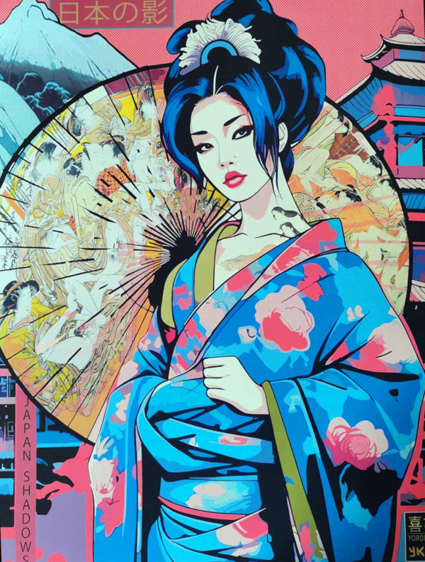 "Japan Shadows / GEISHA " by YOROKOBI  limited 5 ex  giclée on art paper original edition 2023 Hand numbered  4/5 ex 60 x 80 cm (23.6" x 31.4 ") Original Artwork textured Coton Art paper Hand signed Year 2023 New never framed send around the world