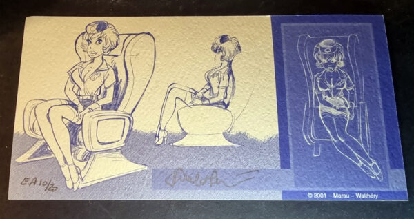 Figurine résine editions Khani - Natacha dans son fauteuil d'avion (gris ) - RARE epreuve d'artiste d'après Walthéry tirage 20 exemplaires année 200 – Image 10