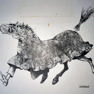 "CHEVAL DE CIRQUE" Planche Originale Rare signée Claude Serre 1960 (taille totale 21 x 27 cm)