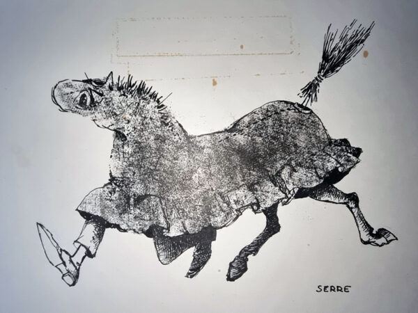 "CHEVAL DE CIRQUE" Planche Originale Rare signée Claude Serre 1960 (taille totale 21 x 27 cm)