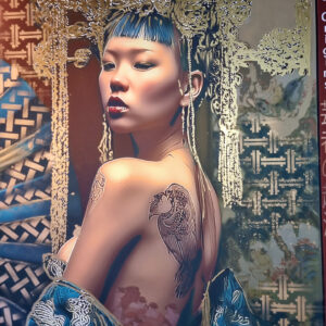 GEISHA ORIGINS 2 by YOROKOBI (XL Gold embellished edition) Hand numbered 2/3 60X80 cm - EDITION 2025 textured Coton Art paper 310 gr