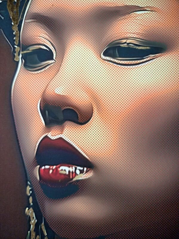 GEISHA ORIGINS 2 by YOROKOBI (XL Gold embellished edition) Hand numbered 2/3 60X80 cm - EDITION 2025 textured Coton Art paper 310 gr – Image 3