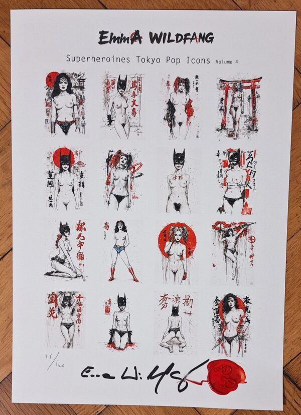 Wildfang, Emma - PORTFOLIO X 16 "Superheroines Tokyo Pop Icons Volume 4" - Japan series - Size: 21 x 29 cm. - (2025)- Edition limitée 31/100