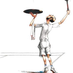 SERVEUR TENNIS - Dessin de Claude Serre tirage sur papier d'art 61 x 42 cm