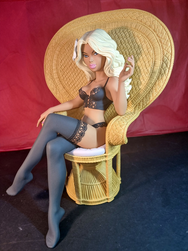 Danyelle lingerie noire - sculpteur de bulles - rare figurine résine peinte à la main d'après Dany – Image 7