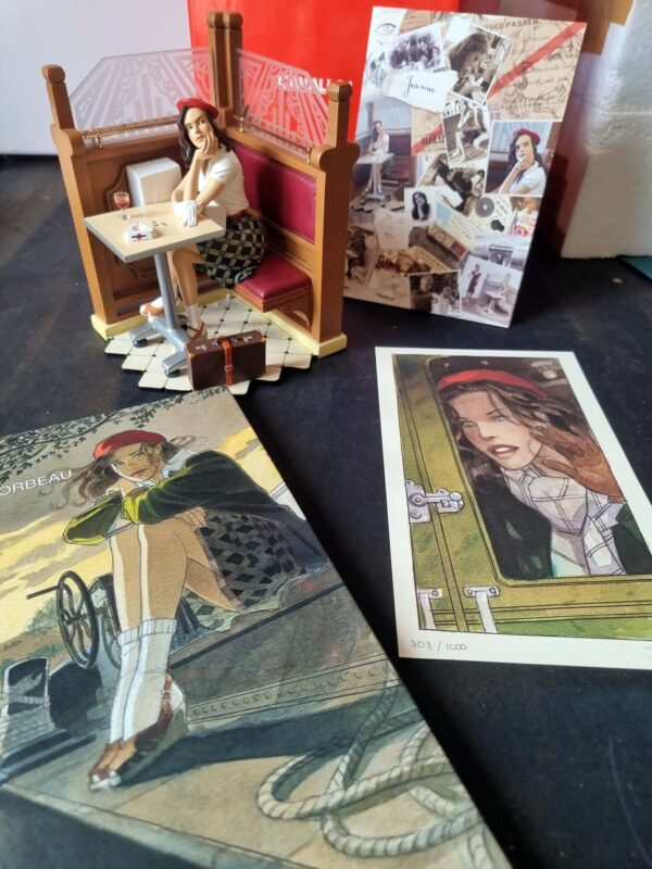 Jeanne au café d'après Jean Gibrat FIGURINE ATTAKUS 2004 neuve avec bd tirage et exlibris signé Lot neuf jamais exposé