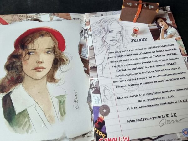 Jeanne au café d'après Jean Gibrat FIGURINE ATTAKUS 2004 neuve avec bd tirage et exlibris signé Lot neuf jamais exposé – Image 13