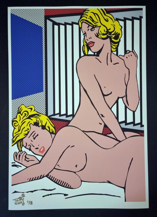 "women's time" (Roy Lichtenstein VS kuni) by Tushikuni  signed & numbered 5 ex   61 X 42 cm - Original edition 240 gr Coton Art paper