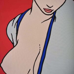 "CURVED" (Tribute to André François Barbe) by Tushikuni signed & numbered 5 ex 61 X 42 cm - Original red edition 240 gr Coton Art paper