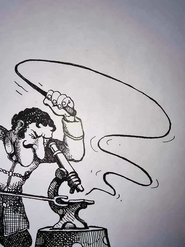 "Dresseur de microbes" - dessin Original inédit signée Claude Serre - circa 1985 (taille totale 21 x 29 cm) – Image 3