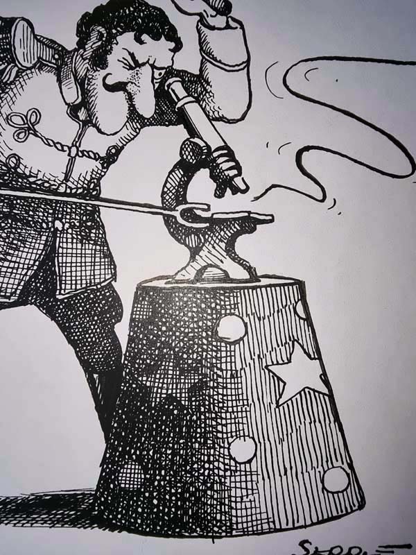 "Dresseur de microbes" - dessin Original inédit signée Claude Serre - circa 1985 (taille totale 21 x 29 cm) – Image 5