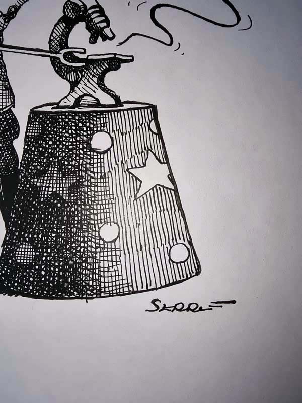 "Dresseur de microbes" - dessin Original inédit signée Claude Serre - circa 1985 (taille totale 21 x 29 cm) – Image 6