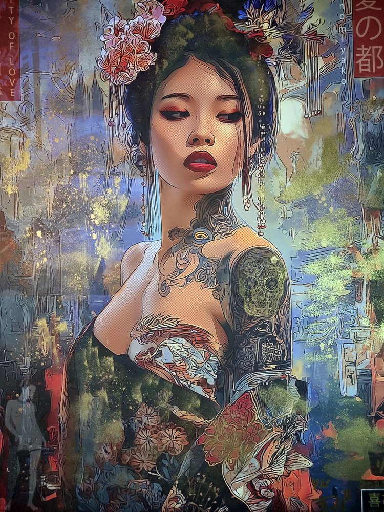 Yorokobi japan shadows Geisha 2 Red edition 2024 60 X80 CM 10 EX limited edition signed