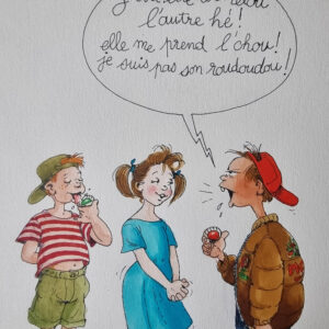 "ROUDOUDOU" Planche Originale signée Claude Serre publiée en 1994 (taille totale 25 x 32 cm) dans " petit livre gourmant à l'usage des enfants" éditions Glénat