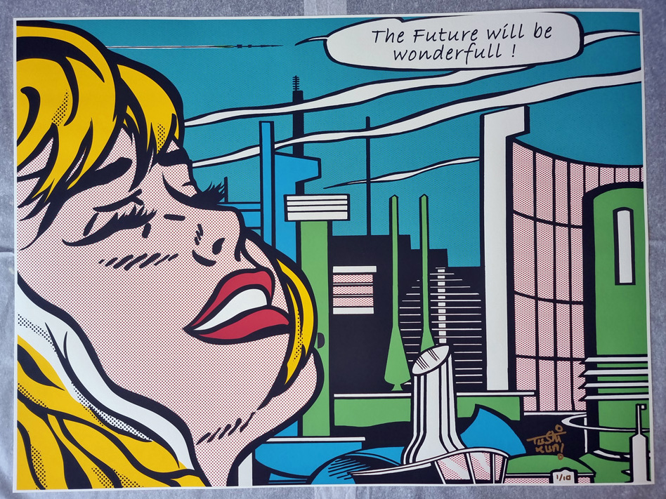 Tushikuni (1973) - The future will be wonderfull - Roy Lichtenstein vs Kuni / XL Blue light – Image 2