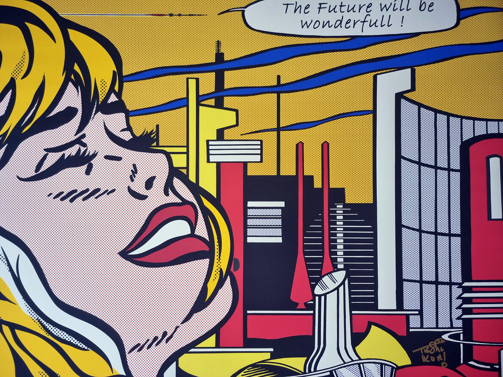 The future will be wonderfull Roy Lichtenstein vs Kuni by Tushikuni Originale XL yellow Signed & numbered 10 ex edition 60 x 80 cm real pigment ink on art giclée 2026 detail 0