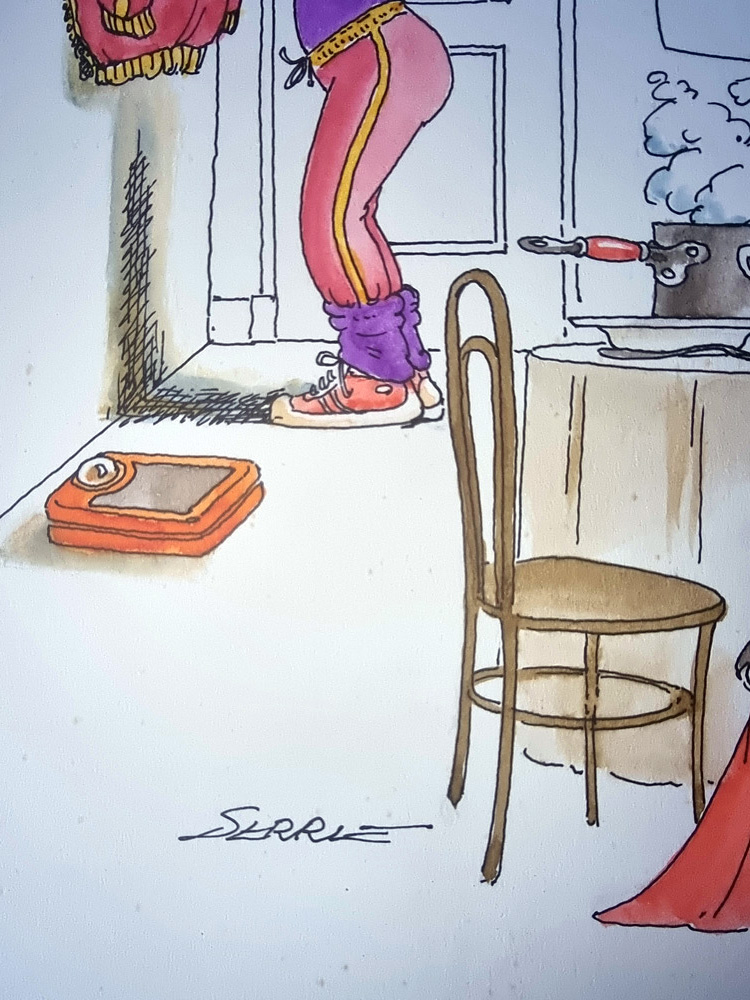 "MENU ENFANTS" Planche Originale signée Claude Serre publiée en 1994 (taille totale 25 x 32 cm) dans "petit livre de cuisine l'usage de mon mec" éditions Glénat – Image 7