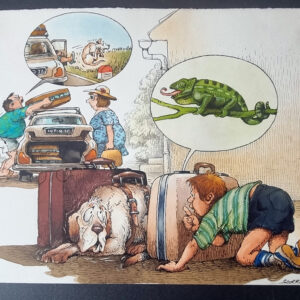 "Départ en vacances" planche originale de Claude SERRE publiée dans album "LES VACANCES" 1984 ed. Glénat - (taille 25.5 x 21 cm) plume encre et aquarelle sur canson