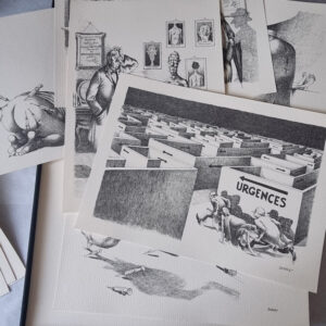 1 Coffret Original "humour noir et hommes en blanc" 52 dessins en sérigraphie de Claude SERRE- ED. GRESIVAUDAN 1972 COFFRET ORIGINAL très bon état