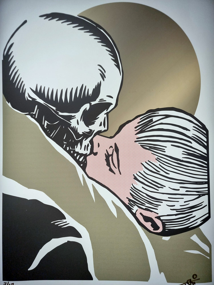 KISSING THE DEATH by Tushikuni limited 10 ex & signed real pigment ink giclée on art paper 61 x 42 cm 2025 detail 2