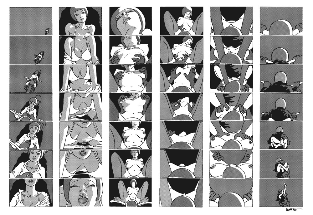 STRIP l'amour à moto tirage sur papier d'art 60 x 40 cm d'après un dessin d'André François BARBE 1981 61 x 42 cm détail 0