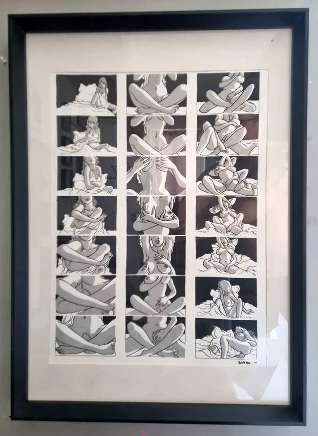 "STRIP rêve érotique" Tirage sur papier d'art 1981 d'après un dessin e BARBE André François (1936-2014) 60 x 40 cm – Image 2