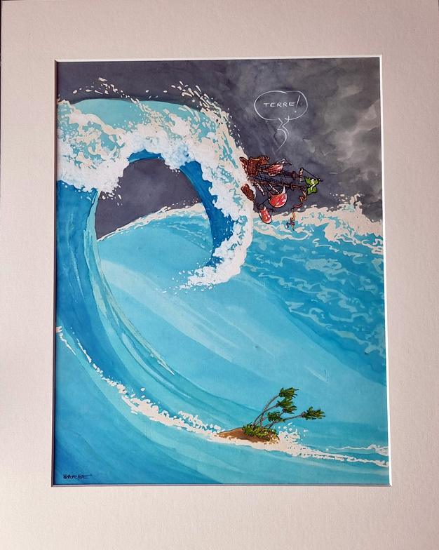 "TERRE" dessin original de BARBE André François (1936-2014) GRANDE aquarelle et encre papier Dim 30 x 40 cm 1990 Rare – Image 2