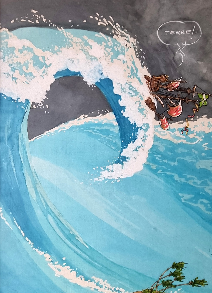 "TERRE" dessin original de BARBE André François (1936-2014) GRANDE aquarelle et encre papier Dim 30 x 40 cm 1990 Rare – Image 5
