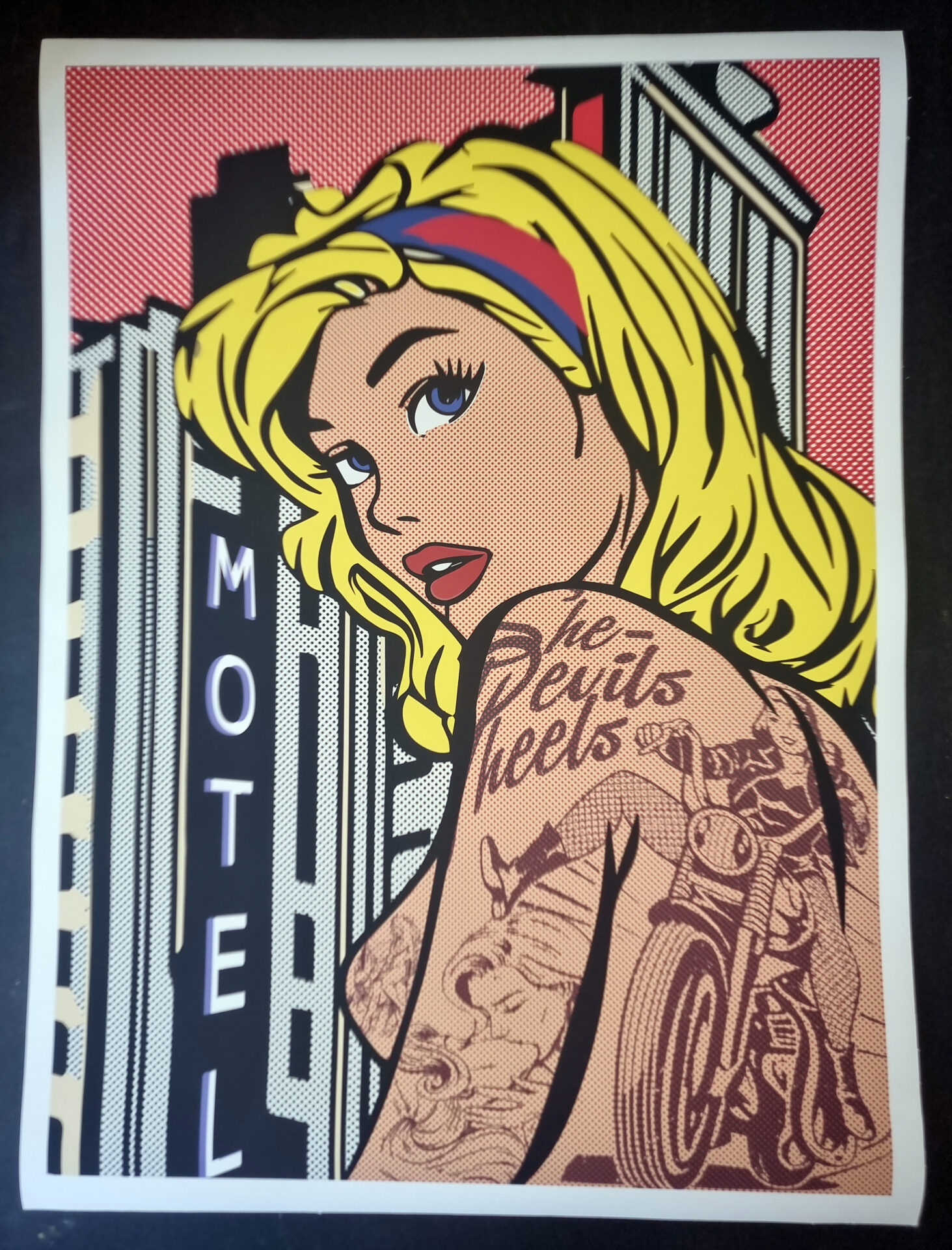 Tushikuni (1973) - XL INKED PIN-UP (Roy Lichtenstein vs Kuni) 60 x 80 cm signed – Image 2