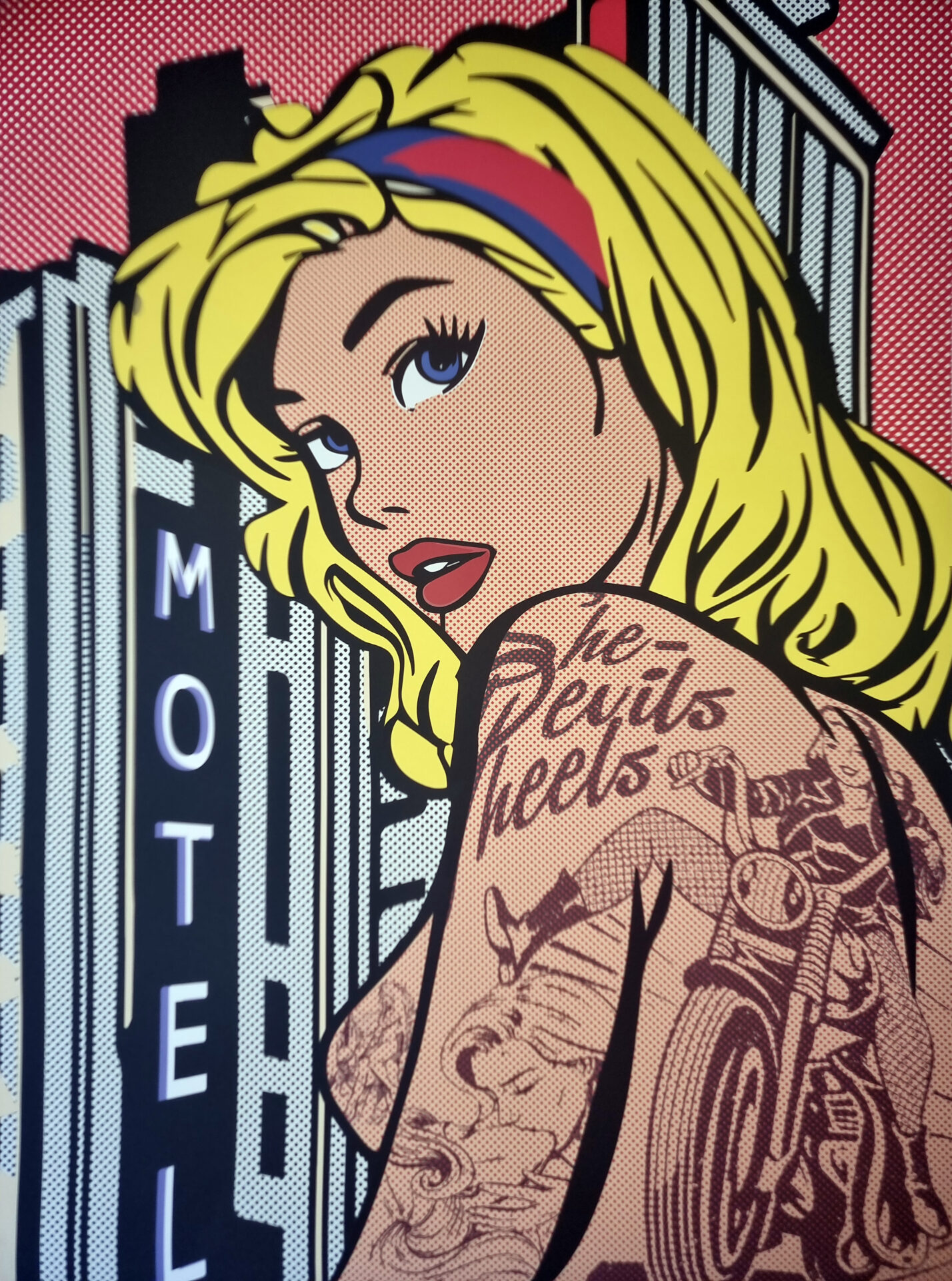 Tushikuni (1973) - XL INKED PIN-UP (Roy Lichtenstein vs Kuni) 60 x 80 cm signed – Image 3