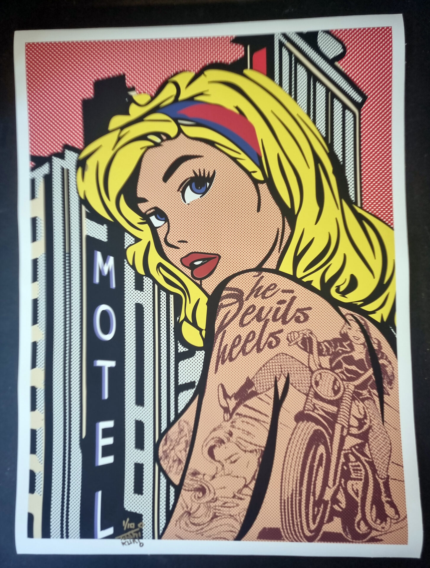 Tushikuni (1973) - XL INKED PIN-UP (Roy Lichtenstein vs Kuni) 60 x 80 cm signed – Image 7