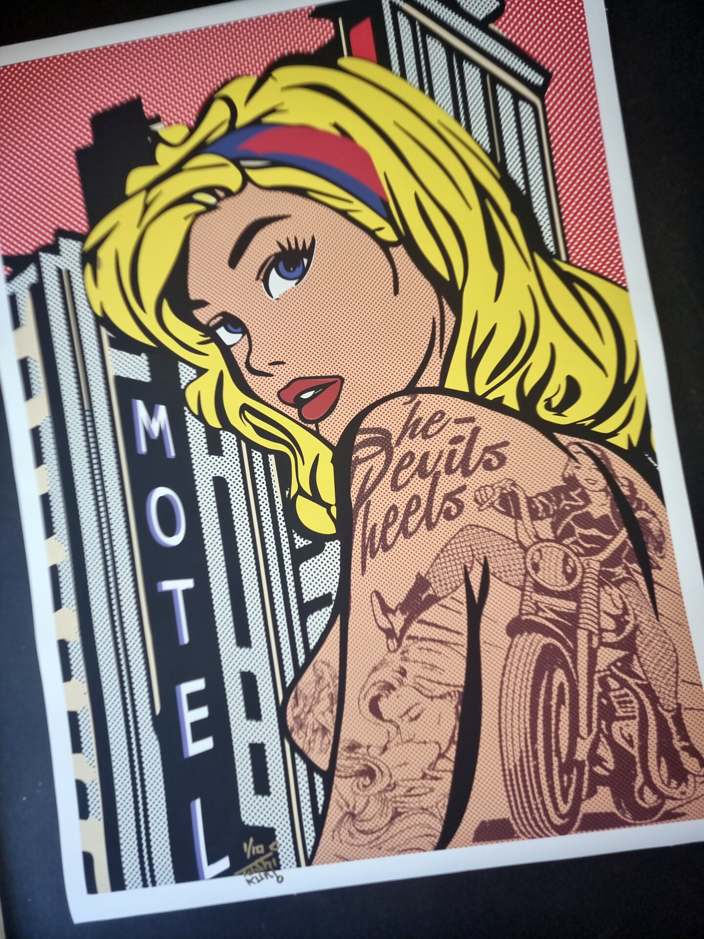 Tushikuni (1973) - XL INKED PIN-UP (Roy Lichtenstein vs Kuni) 60 x 80 cm signed – Image 10
