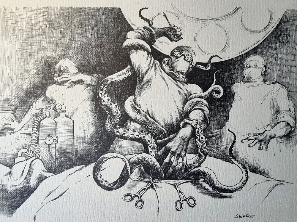"BLOC OPERATOIRE PIEUVRE" - sérigraphie originale de Claude SERRE- venant d'un coffret original ED. GRESIVAUDAN 1972