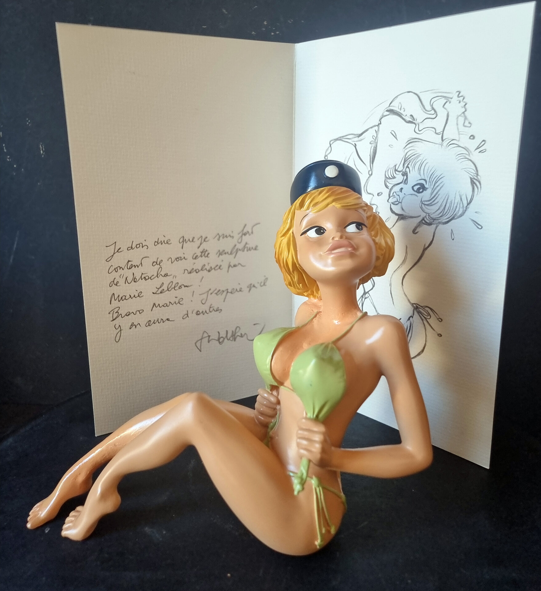 LEBLON DELIENNE Figurine restaurée d'après Walthéry "Natacha - En maillot de bain" année 1999 tirage 500 exemplaires avec boite et certificat – Image 2